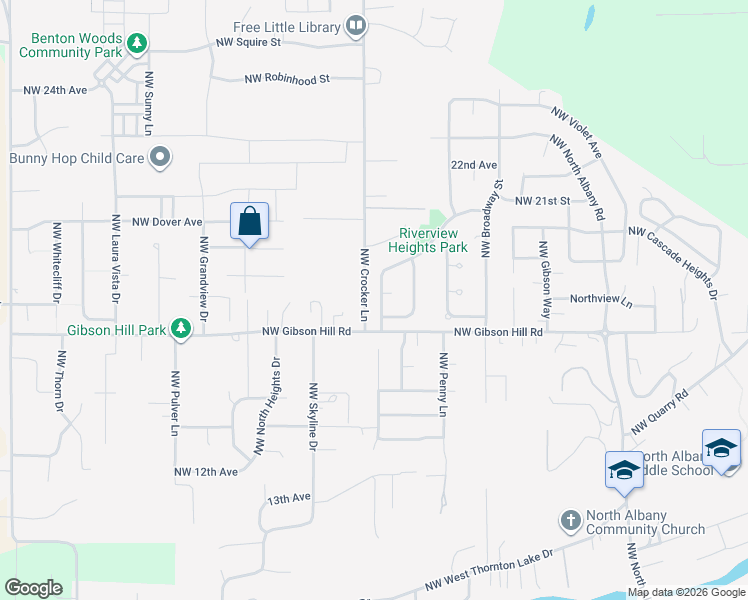 map of restaurants, bars, coffee shops, grocery stores, and more near 2039 Northwest Crittenden Loop in Albany