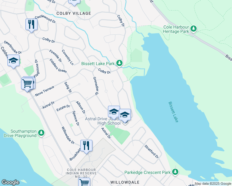 map of restaurants, bars, coffee shops, grocery stores, and more near 2 Griffin Place in Dartmouth