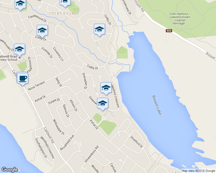 map of restaurants, bars, coffee shops, grocery stores, and more near 121 Greenwich Drive in Dartmouth