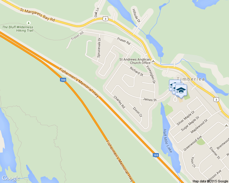 map of restaurants, bars, coffee shops, grocery stores, and more near 240 James Street in Timberlea