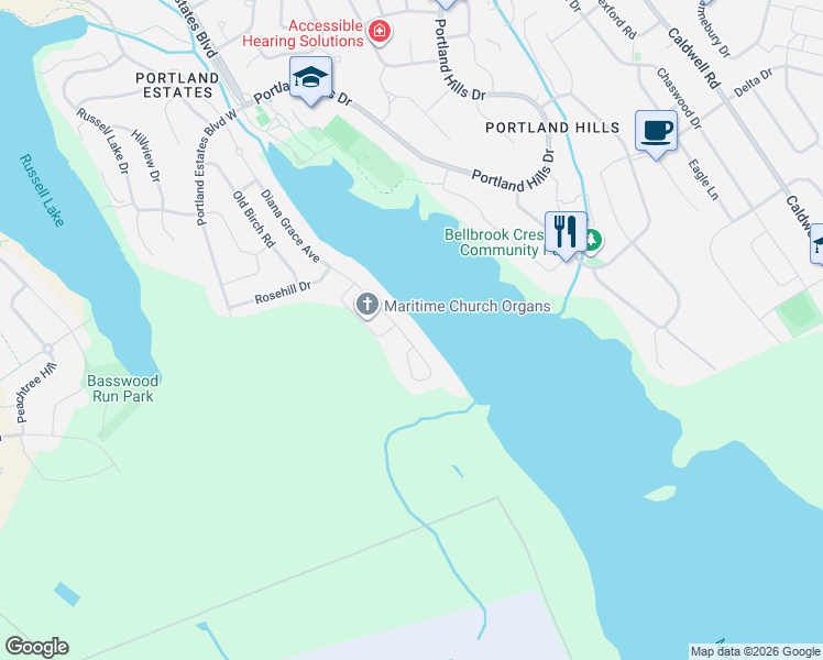 map of restaurants, bars, coffee shops, grocery stores, and more near 84 Diana Grace Avenue in Dartmouth