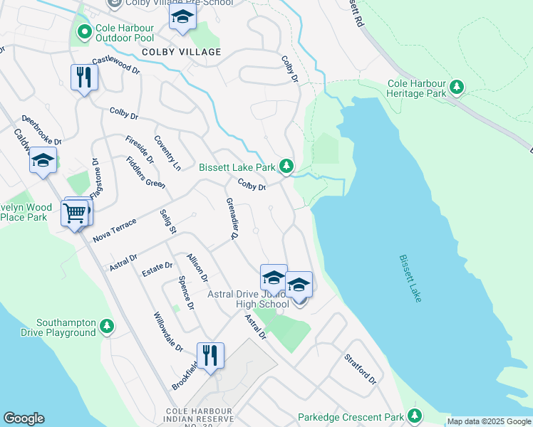 map of restaurants, bars, coffee shops, grocery stores, and more near 24 Griffin Place in Dartmouth