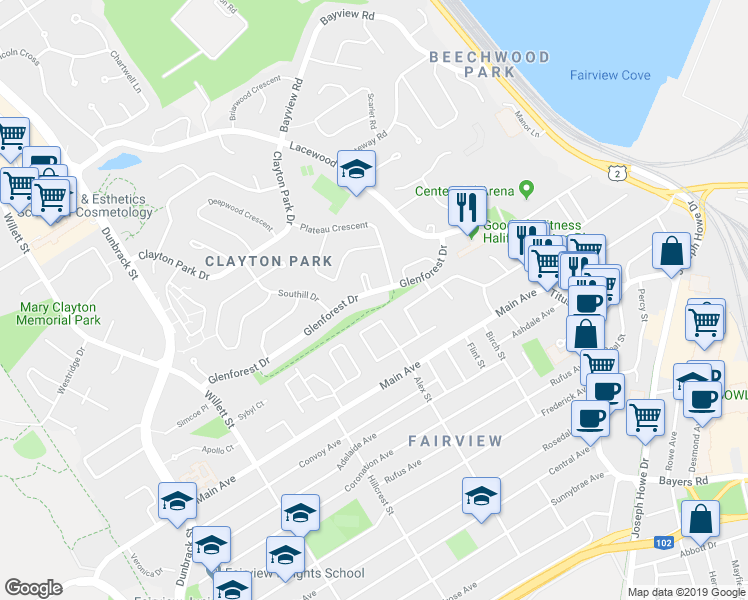 map of restaurants, bars, coffee shops, grocery stores, and more near 78 Glenforest Drive in Halifax