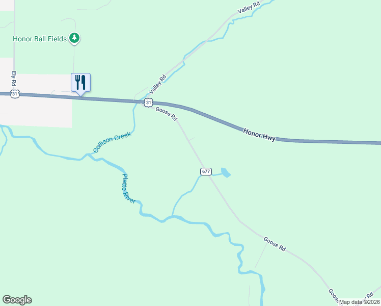 map of restaurants, bars, coffee shops, grocery stores, and more near 11998 Goose Road in Honor