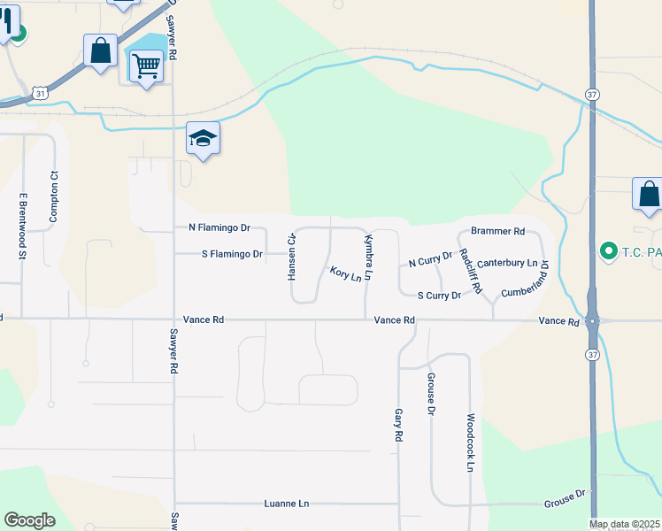 map of restaurants, bars, coffee shops, grocery stores, and more near 1955 Hansen Circle in Traverse City