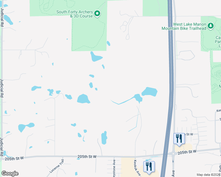 map of restaurants, bars, coffee shops, grocery stores, and more near 11963 205th Street West in Lakeville