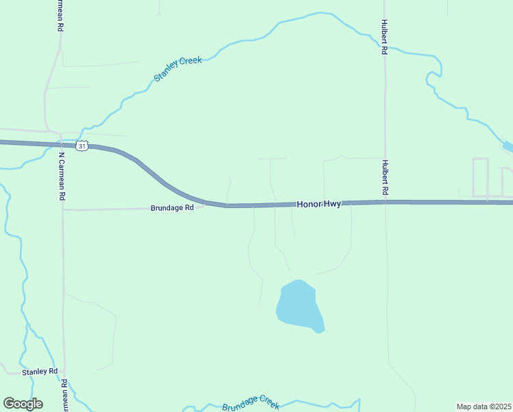 map of restaurants, bars, coffee shops, grocery stores, and more near 17140 Honor Highway in Interlochen
