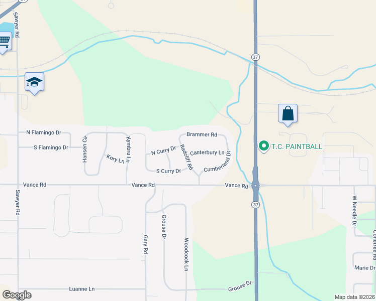 map of restaurants, bars, coffee shops, grocery stores, and more near 4196 Canterbury Lane in Traverse City