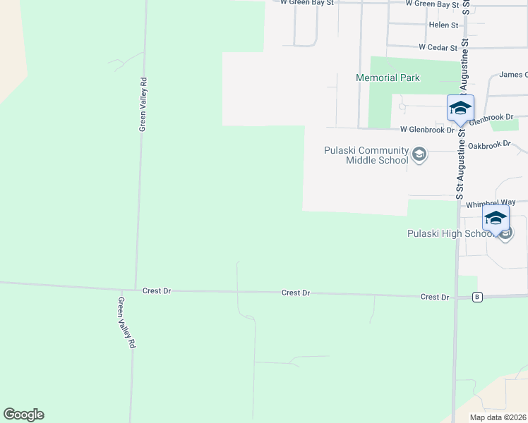 map of restaurants, bars, coffee shops, grocery stores, and more near W356 Crest Drive in Pulaski