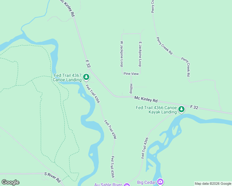 map of restaurants, bars, coffee shops, grocery stores, and more near 761 Mc Kinley Road in Mio