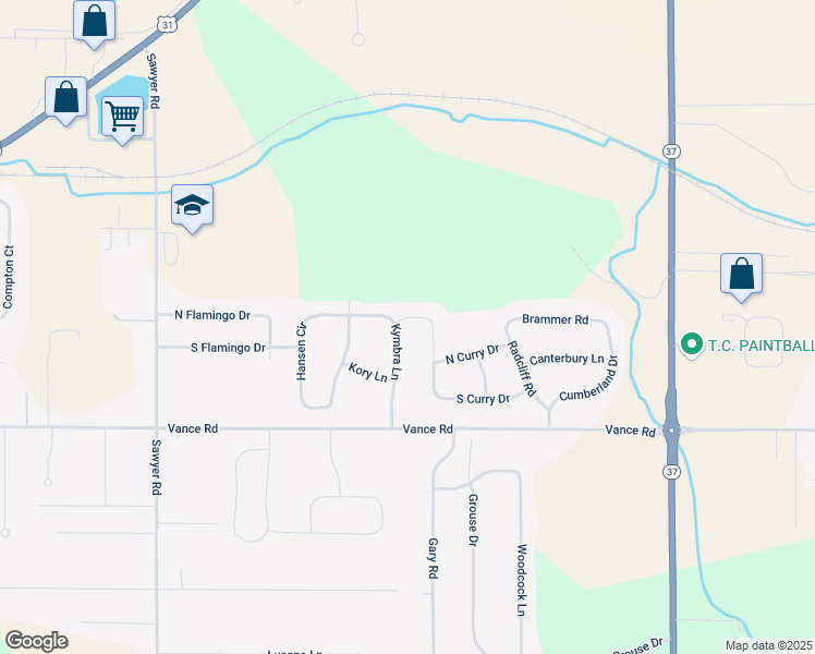 map of restaurants, bars, coffee shops, grocery stores, and more near 1741 Bedford Lane in Traverse City