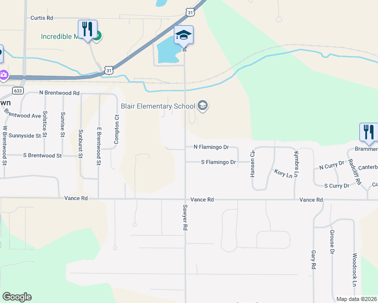 map of restaurants, bars, coffee shops, grocery stores, and more near 4978 North Flamingo Drive in Traverse City