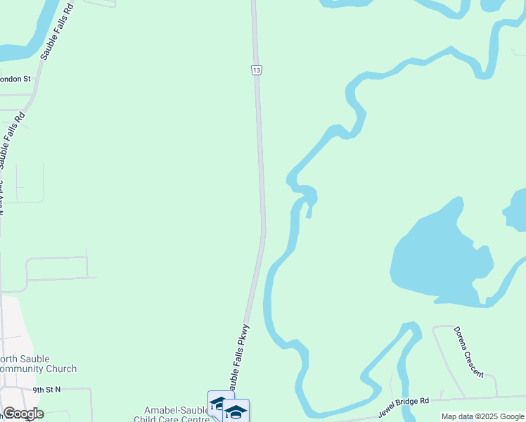 map of restaurants, bars, coffee shops, grocery stores, and more near 707 Bruce County Road 13 in Sauble Beach