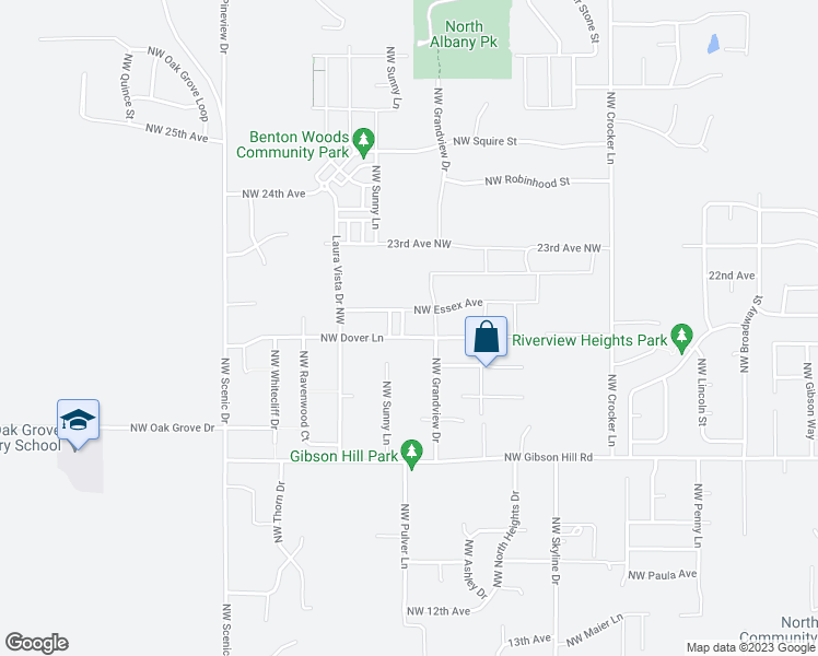 map of restaurants, bars, coffee shops, grocery stores, and more near 2157 Northwest Pulver Lane in Albany