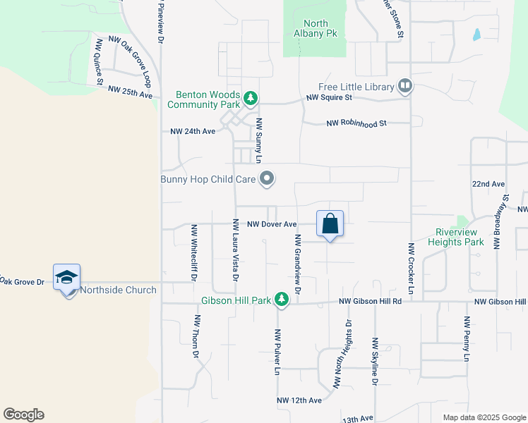 map of restaurants, bars, coffee shops, grocery stores, and more near 2906 Northwest Essex Avenue in Albany