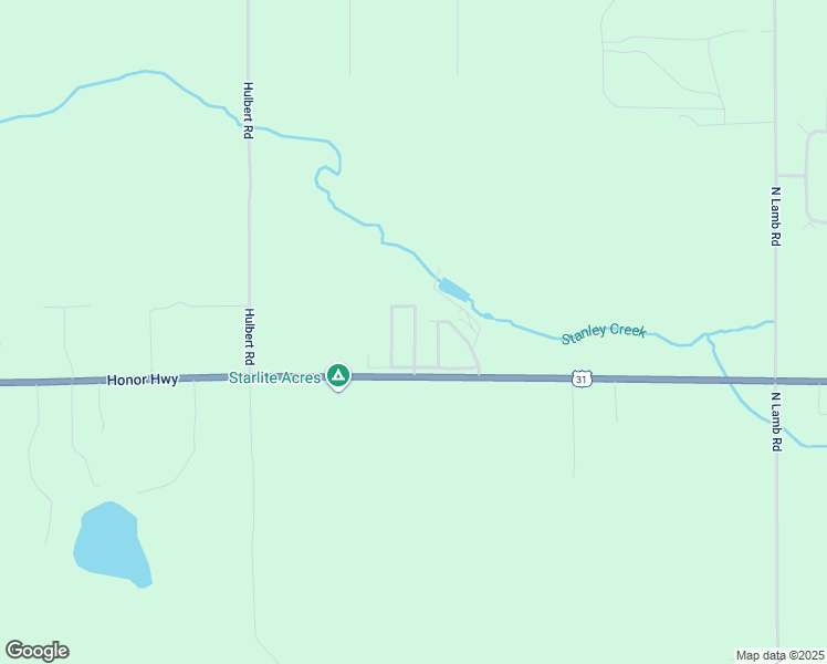 map of restaurants, bars, coffee shops, grocery stores, and more near 17330 Honor Highway in Interlochen