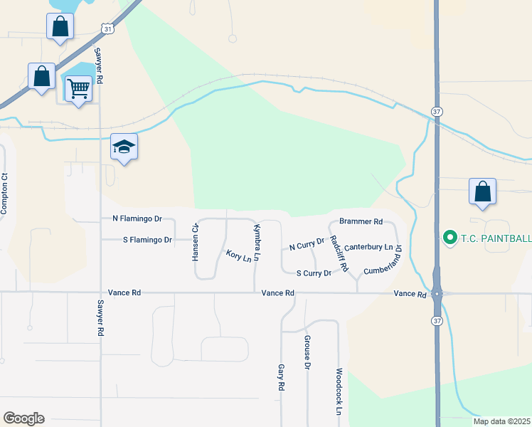 map of restaurants, bars, coffee shops, grocery stores, and more near 1741 Bedford Lane in Traverse City