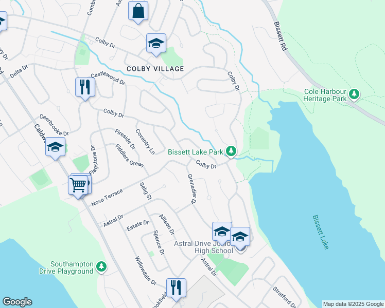 map of restaurants, bars, coffee shops, grocery stores, and more near 401 Cole Harbour Road in Dartmouth