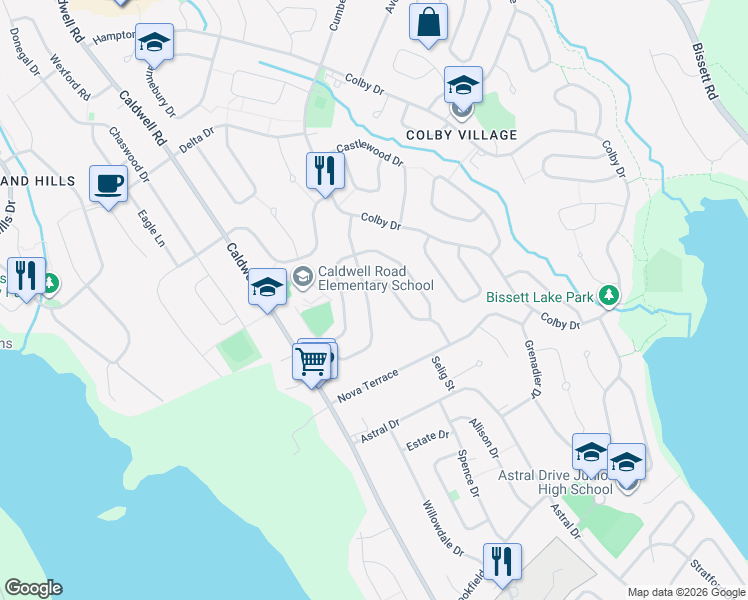 map of restaurants, bars, coffee shops, grocery stores, and more near 62 Flagstone Drive in Dartmouth