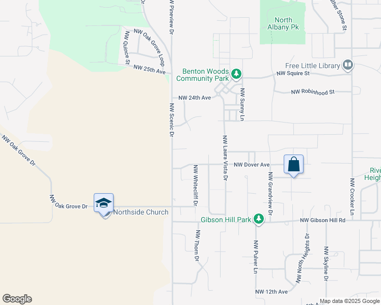 map of restaurants, bars, coffee shops, grocery stores, and more near 3406 Northwest Essex Court in Albany