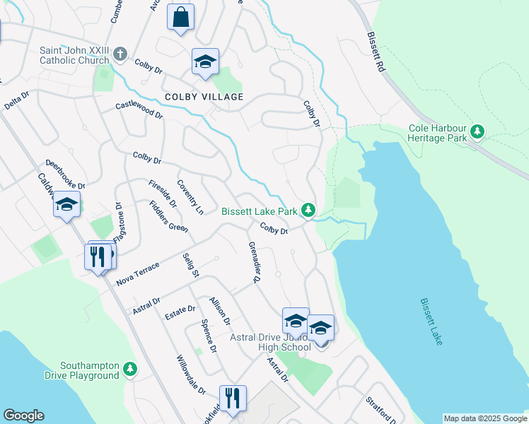 map of restaurants, bars, coffee shops, grocery stores, and more near 33 Greenborough Crescent in Cole Harbour