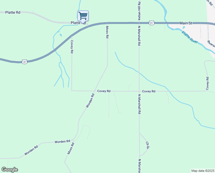 map of restaurants, bars, coffee shops, grocery stores, and more near 9701-9757 Covey Road in Beulah