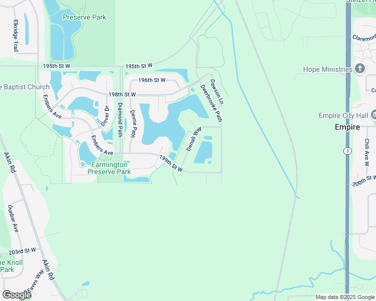 map of restaurants, bars, coffee shops, grocery stores, and more near 19839 Denali Way in Farmington