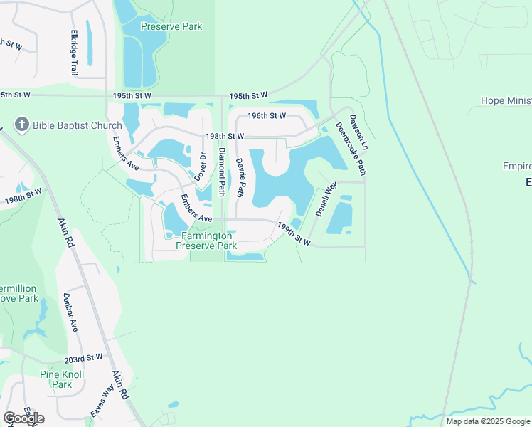 map of restaurants, bars, coffee shops, grocery stores, and more near 4557 199th Court West in Farmington