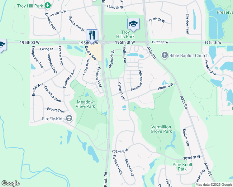 map of restaurants, bars, coffee shops, grocery stores, and more near 19748 Goldfinch Drive in Farmington