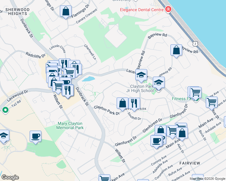map of restaurants, bars, coffee shops, grocery stores, and more near 69 Deepwood Crescent in Halifax
