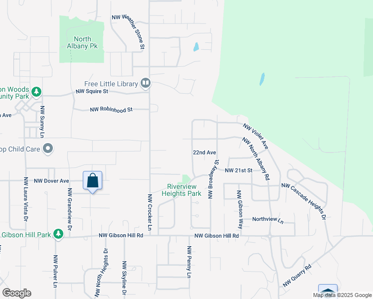 map of restaurants, bars, coffee shops, grocery stores, and more near 2330 Northwest Gale Street in Albany