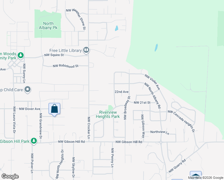 map of restaurants, bars, coffee shops, grocery stores, and more near 2330 Northwest Gale Street in Albany