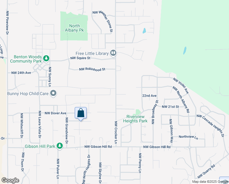 map of restaurants, bars, coffee shops, grocery stores, and more near 2262 Northwest Crocker Lane in Albany