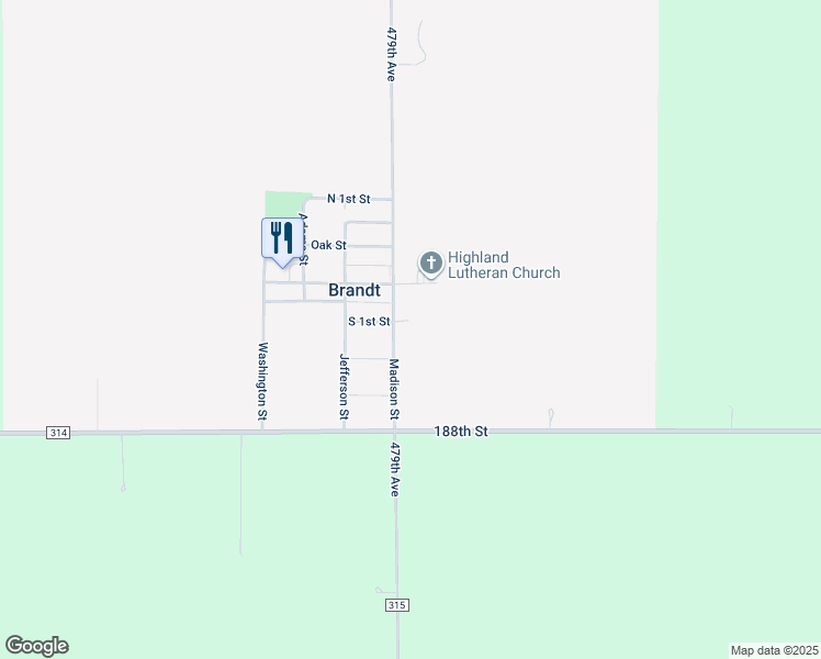map of restaurants, bars, coffee shops, grocery stores, and more near Madison Street in Brandt