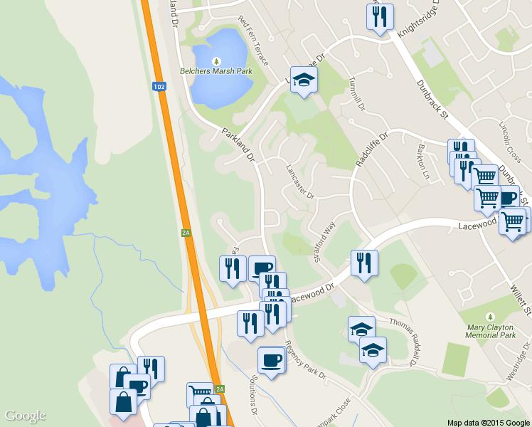 map of restaurants, bars, coffee shops, grocery stores, and more near 60 Bethany Way in Halifax