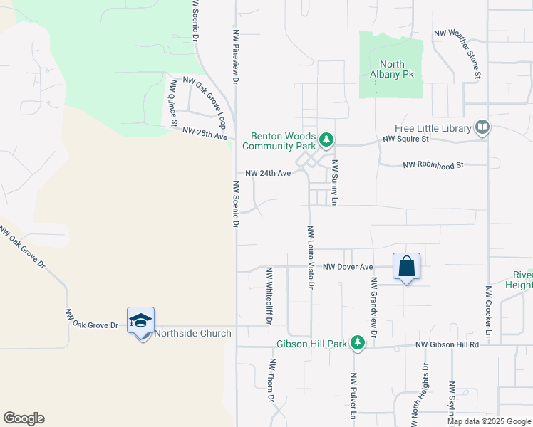 map of restaurants, bars, coffee shops, grocery stores, and more near 2281 Northwest Paddington Drive in Albany