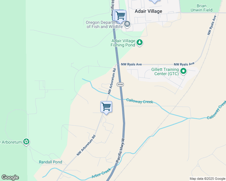 map of restaurants, bars, coffee shops, grocery stores, and more near 9003 Northwest Arboretum Road in Corvallis