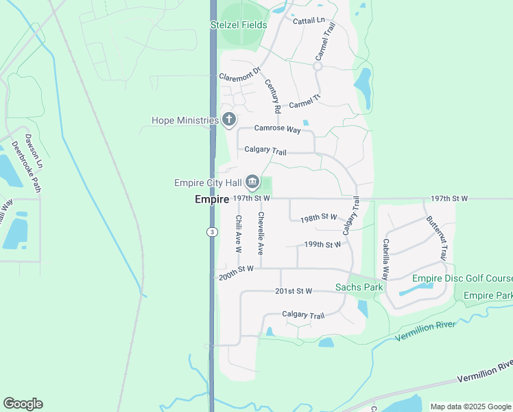 map of restaurants, bars, coffee shops, grocery stores, and more near 3370 197th Street West in Farmington