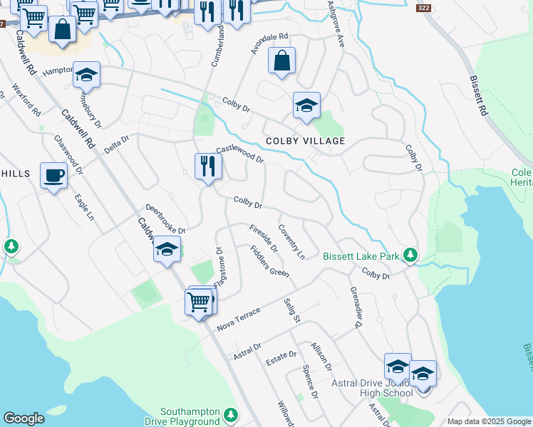 map of restaurants, bars, coffee shops, grocery stores, and more near 486 Colby Drive in Dartmouth