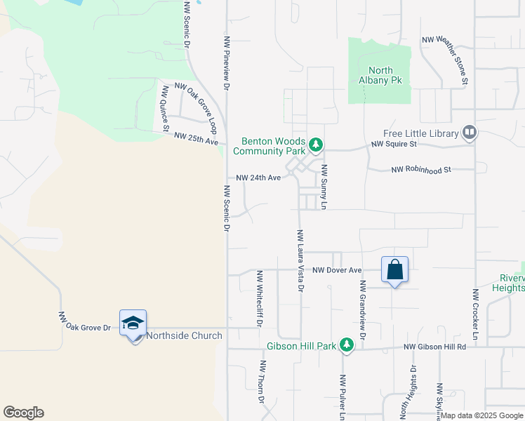 map of restaurants, bars, coffee shops, grocery stores, and more near 2281 Northwest Paddington Drive in Albany