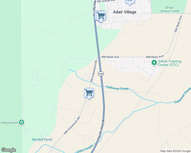 map of restaurants, bars, coffee shops, grocery stores, and more near 9003 Northwest Arboretum Road in Corvallis