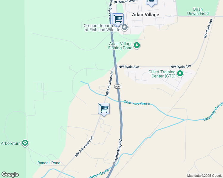 map of restaurants, bars, coffee shops, grocery stores, and more near 9003 Northwest Arboretum Road in Corvallis