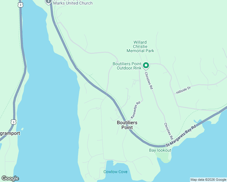 map of restaurants, bars, coffee shops, grocery stores, and more near Boutiliers Point Road in Boutiliers Point