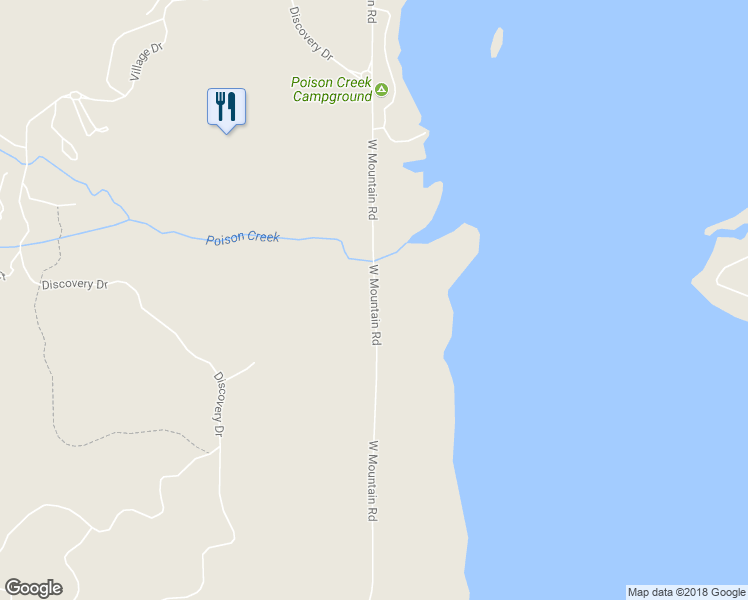 map of restaurants, bars, coffee shops, grocery stores, and more near West Mountain Road in Donnelly