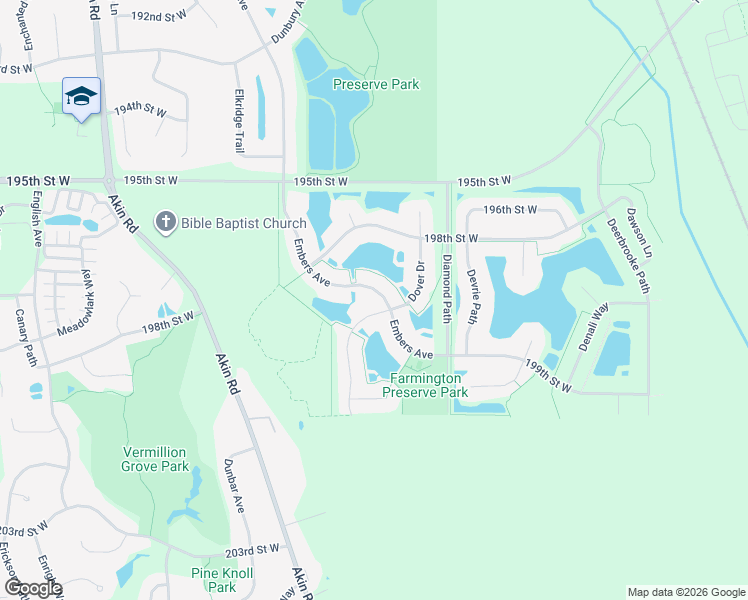 map of restaurants, bars, coffee shops, grocery stores, and more near 19854 Embers Avenue in Farmington