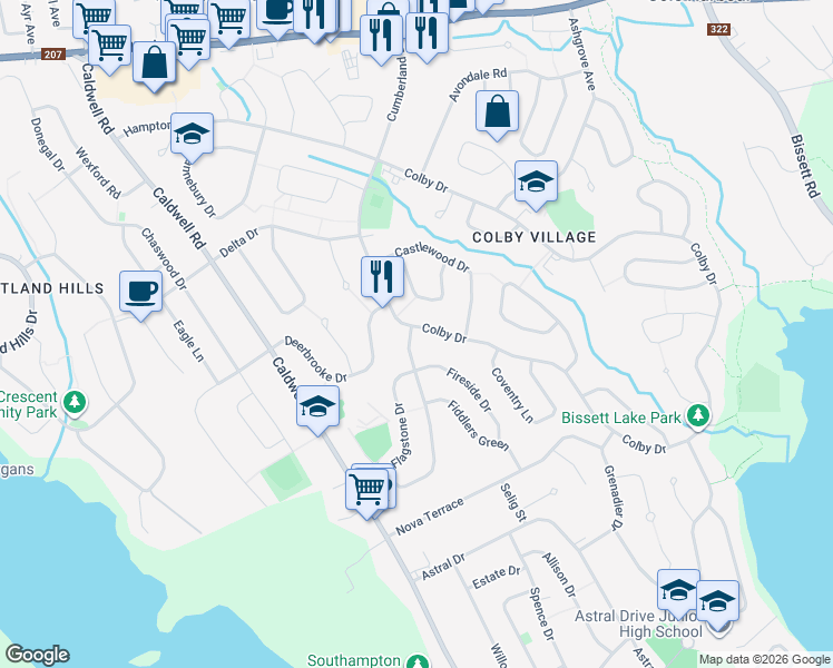 map of restaurants, bars, coffee shops, grocery stores, and more near 31 Carnaby Crescent in Dartmouth