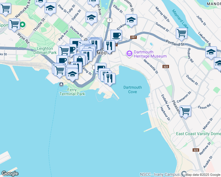 map of restaurants, bars, coffee shops, grocery stores, and more near 49 Kings Wharf Place in Dartmouth