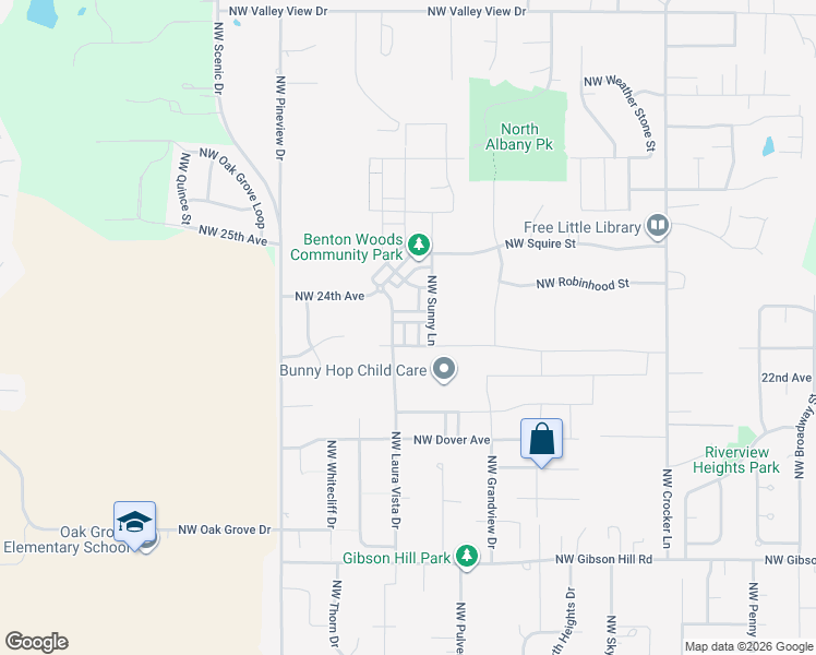 map of restaurants, bars, coffee shops, grocery stores, and more near 2979 Northwest Persimmon Way in Albany