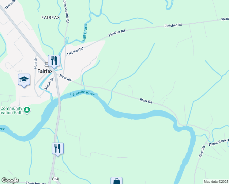 map of restaurants, bars, coffee shops, grocery stores, and more near 61 River Road in Fairfax