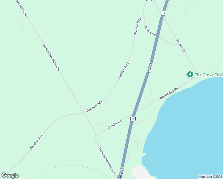 map of restaurants, bars, coffee shops, grocery stores, and more near 1664 Division Road East in Orillia